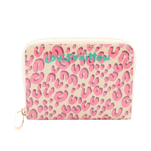 LOUIS VUITTON Zippy Coin Purse Wallet M91484 Vernis leather Leopard Blanc Used