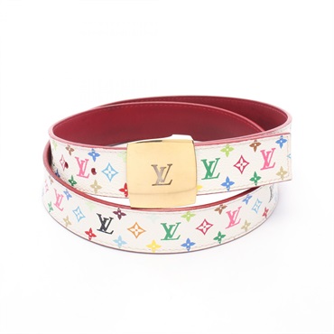 LOUIS VUITTON Ceinture LV Belt M9682 Monogram Multicolore canvas leather used LV