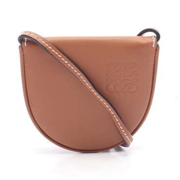 LOEWE Anagram Heel Pouch Mini Crossbody Shoulder Bag leather Brown Used Women