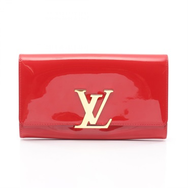 LOUIS VUITTON Pochette Louise EW NM Clutch Evening Bag Patent leather Red Used