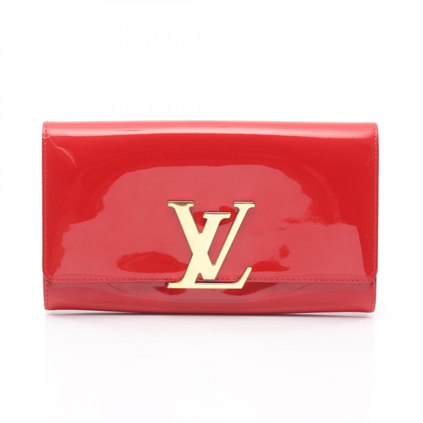 LOUIS VUITTON Pochette Louise EW NM Clutch Evening Bag Patent leather Red Used