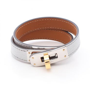 HERMES Kelly Double Tour Bracelet leather Gold Plated SiHW GHW Used Women K