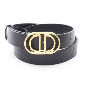 Dior 30 MONTAIGNE Gold Hardware Belt leather Black Used Women GHW