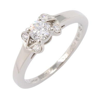 CARTIER Ballerina Solitaire Diamond Ring Pt950 Used women US size 4.75 #49