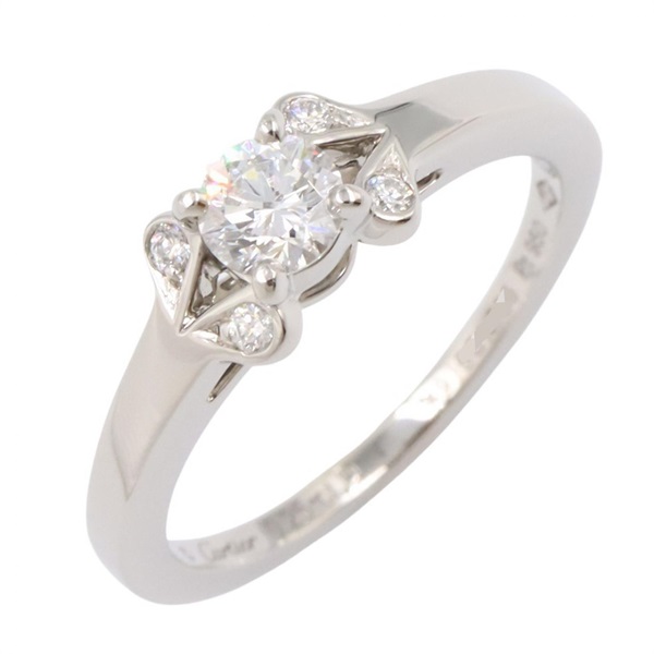 CARTIER Ballerina Solitaire Diamond Ring Pt950 Used women US size 4.75 #49