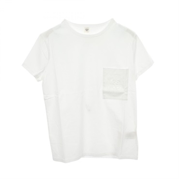 HERMES Embroidered pocket Short sleeve T-shirt cotton White Used Women size 34
