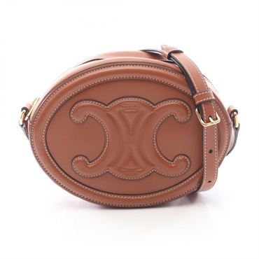CELINE Cuir Triomphe Oval Shoulder crossbody Bag 198603DXC leather Brown Used