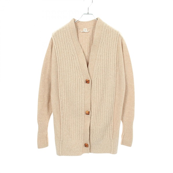 HERMES Medor cardigan Knitwear 5H2723DA wool Beige Used Women size 32