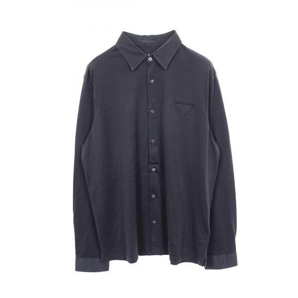 PRADA Triangle logo Long sleeved Shirt Top UJL92A cotton Navy mens size XL