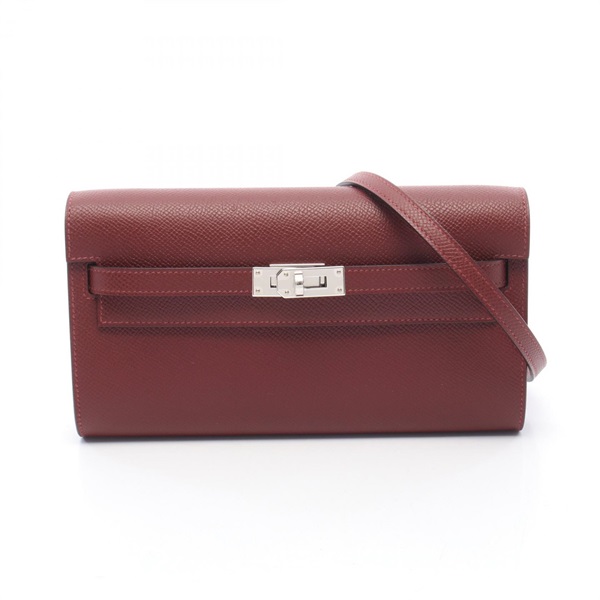HERMES Kelly to go Shoulder crossbody Bag G Epsom leather Rouge H Used SHW