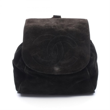 CHANEL COCO Mark Backpack Suede leather Black GHW CC Logo Used Women