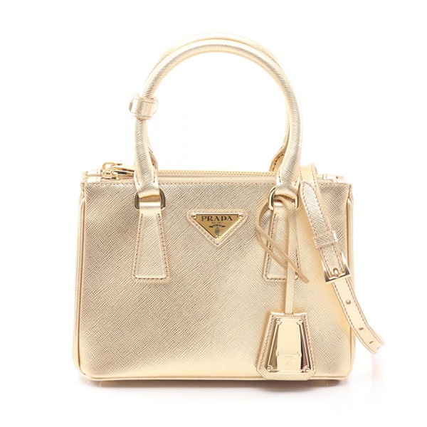 PRADA Galleria SAFFIANO LUX shoulder crossbody Handbag 1BA906 leather Gold Used