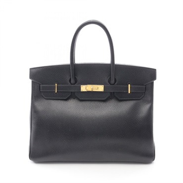 HERMES Birkin 35 Handbag W Ardennes leather Black Used GHW women