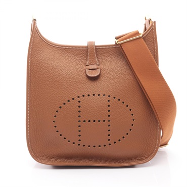HERMES Evelyne 3 PM Shoulder crossbody Bag K Taurillon Clemence Gold Used GHW