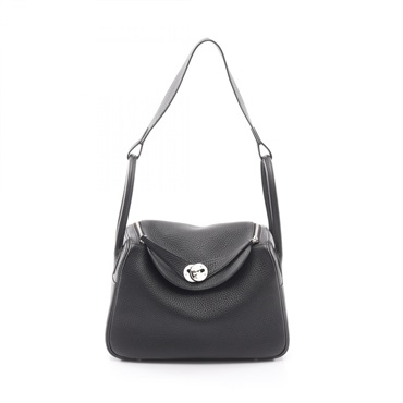 HERMES Lindy 26 Shoulder Bag B Taurillon Clemence Black Used Women SHW