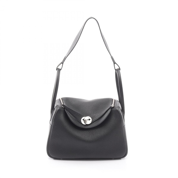 HERMES Lindy 26 Shoulder Bag B Taurillon Clemence Black Used Women SHW