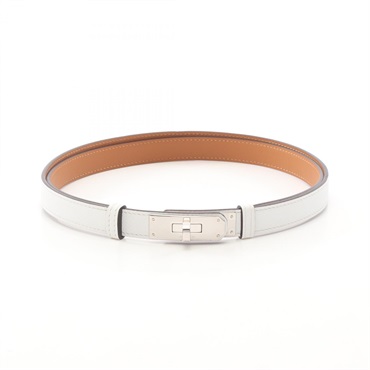 HERMES Kelly belt ceinture W Epsom leather White Women SHW