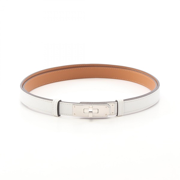 HERMES Kelly belt ceinture W Epsom leather White Women SHW