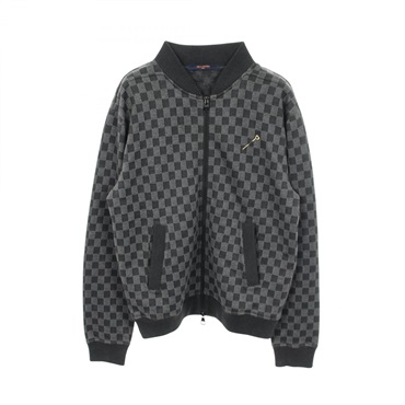 LOUIS VUITTON Damier Jacquard Zip-Up Blouson Jacket #S cotton Gray Used mens