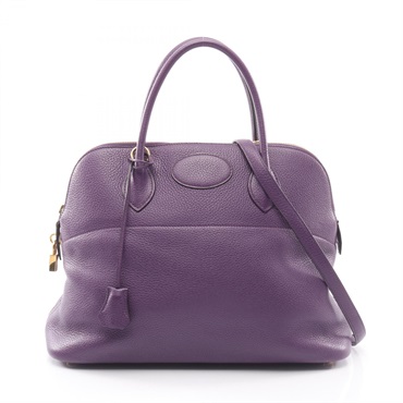HERMES Bolide 35 shoulder Handbag Q Taurillon Clemence Ultraviolet Used GHW