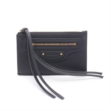 BALENCIAGA NEO CLASSIC LONG COIN & CARD purse 640110 leather Black Used Women