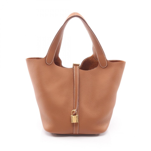 HERMES Picotin Lock MM Handbag K Taurillon Clemence Gold Women GHW
