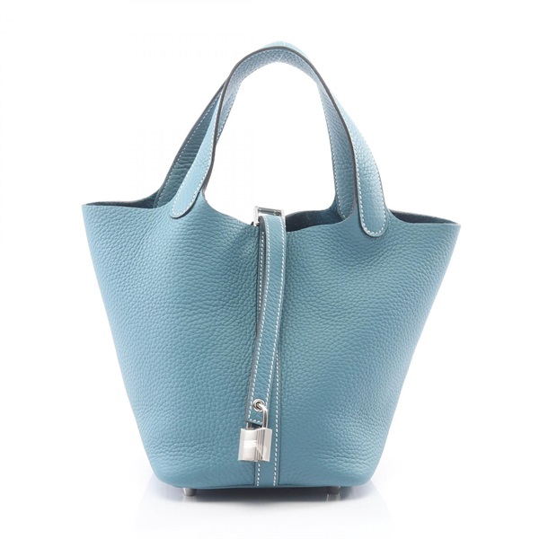 HERMES Picotin Lock PM Tote Handbag Clemence leather New Blue Jeans Used K SHW