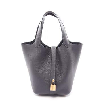 HERMES Picotin Lock PM Tote Handbag Clemence leather Navy Caban Used Women K GHW