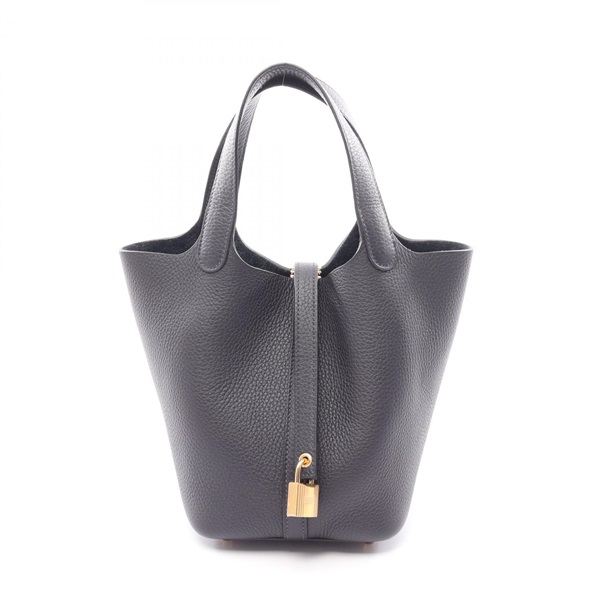 HERMES Picotin Lock PM Tote Handbag Clemence leather Navy Caban Used Women K GHW