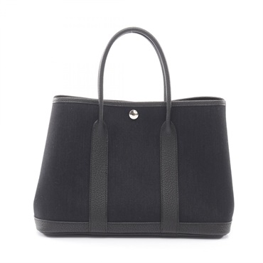 HERMES Garden party TPM Tote Bag B Toile Military Negonda leather Black Used SHW