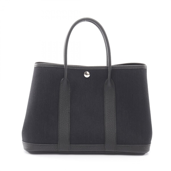 HERMES Garden party TPM Tote Bag B Toile Military Negonda leather Black Used SHW