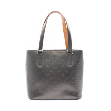 LOUIS VUITTON Stockton Tote Handbag M55112 Monogram Matt leather Black Used LV