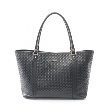 GUCCI Micro Guccisima Shoulder Tote Bag 449647 leather Black Used Women GG