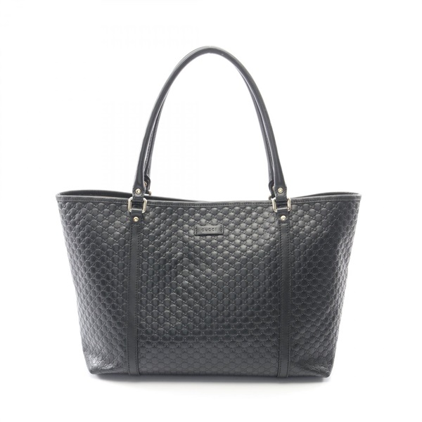 GUCCI Micro Guccisima Shoulder Tote Bag 449647 leather Black Used Women GG
