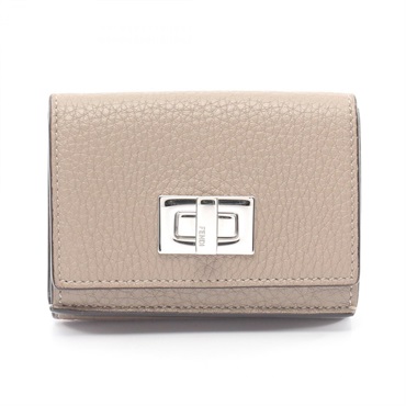 FENDI Peekaboo Tri-fold wallet 8M0426 leather Beige Used Women