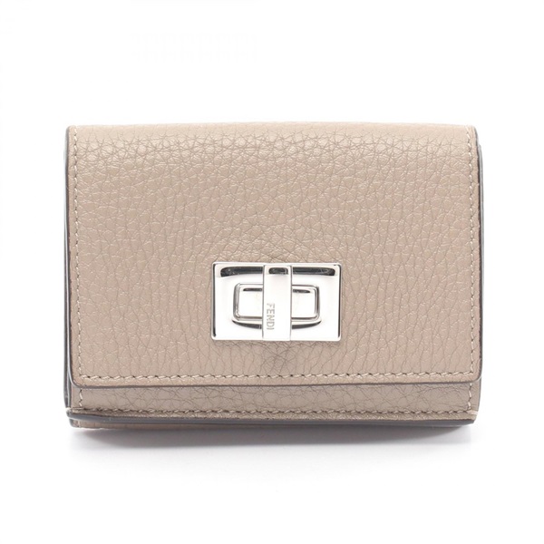 FENDI Peekaboo Tri-fold wallet 8M0426 leather Beige Used Women