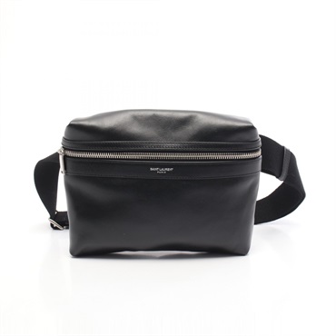 SAINT LAURENT PARIS SAC CITY Waist Belt Bag 634717 leather Black Used unisex