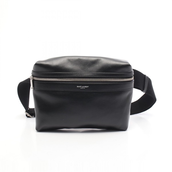 SAINT LAURENT PARIS SAC CITY Waist Belt Bag 634717 leather Black Used unisex