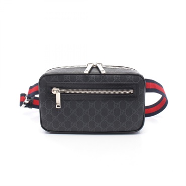 GUCCI GG Supreme Belt Waist Bum Bag 792094 canvas leather Black Gray Used mens