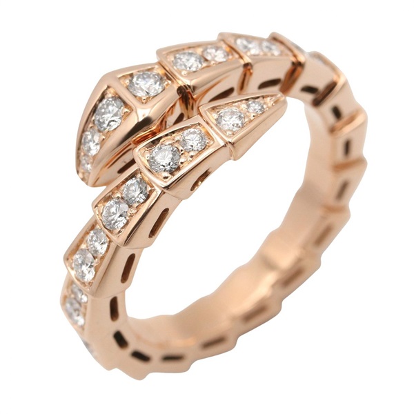 BVLGARI Serpenti Viper Diamond Ring 18KRG Rose Gold Used Women US size #5.5 #50