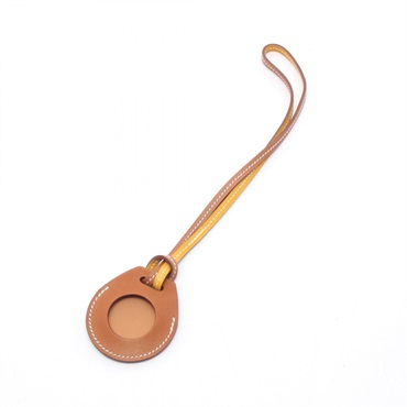 HERMES Apple AirTag charm Swift leather Brown Yellow Used unisex Y