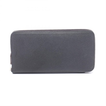 HERMES Azap long silkin Around long wallet purse W Epsom leather Black Used SHW
