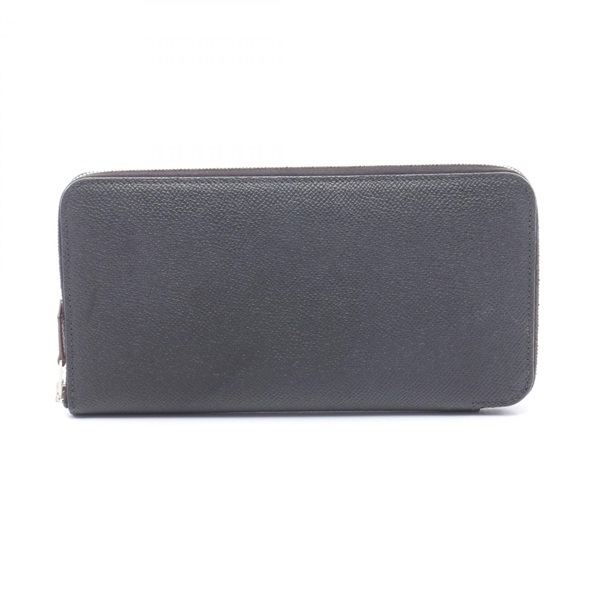 HERMES Azap long silkin Around long wallet purse W Epsom leather Black Used SHW