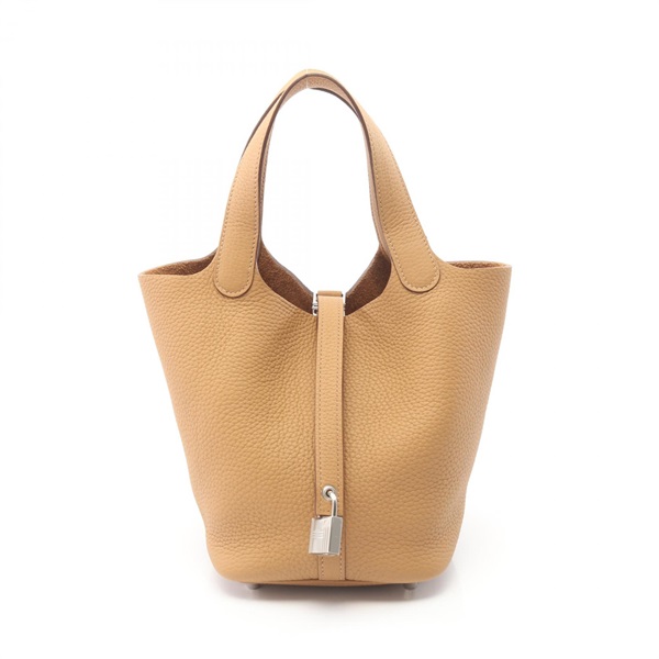 HERMES Picotin Lock PM tote Handbag G Taurillon Clemence Biscuit Used Women SHW