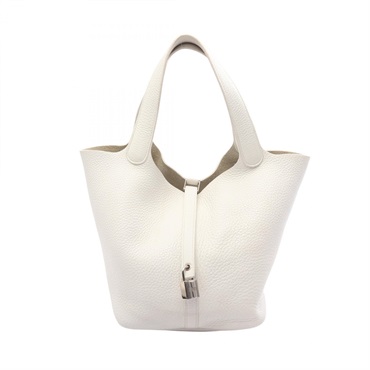 HERMES Picotin Lock MM Tote Handbag Clemence leather White Used Women SHW A