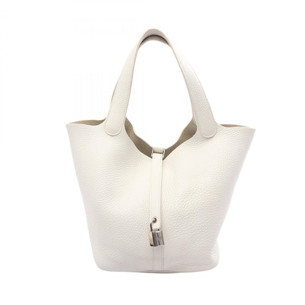 HERMES Picotin Lock MM Tote Handbag Clemence leather White Used Women SHW A