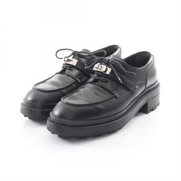 HERMES First Kelly Buckle loafers #39 shoes leather Black Used Women