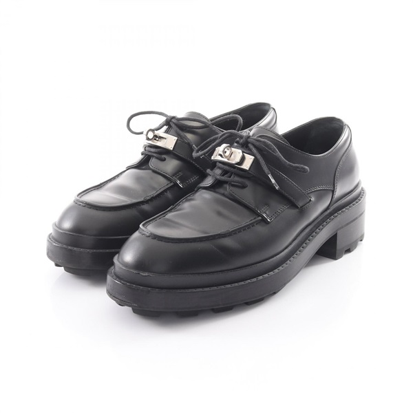 HERMES First Kelly Buckle loafers #39 shoes leather Black Used Women