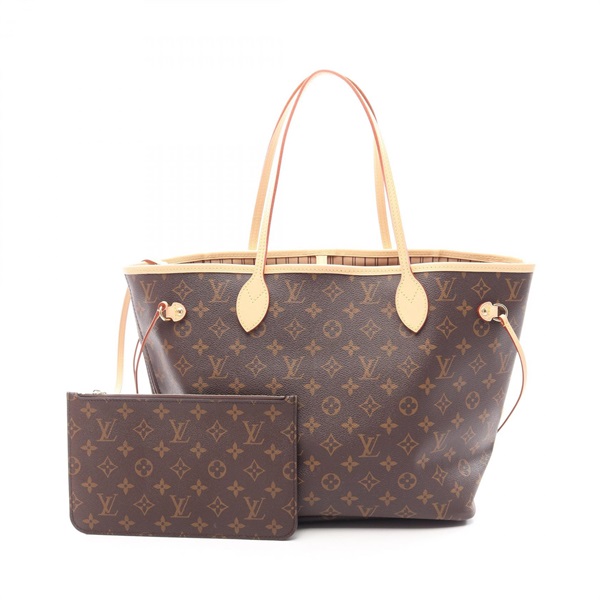 LOUIS VUITTON Neverfull MM Tote shoulder Bag M46975 Monogram leather rose beige