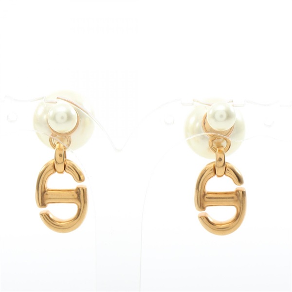 Christian Dior Tribal CD logo Pierced earrings Gold Plated Artificial pearl Used